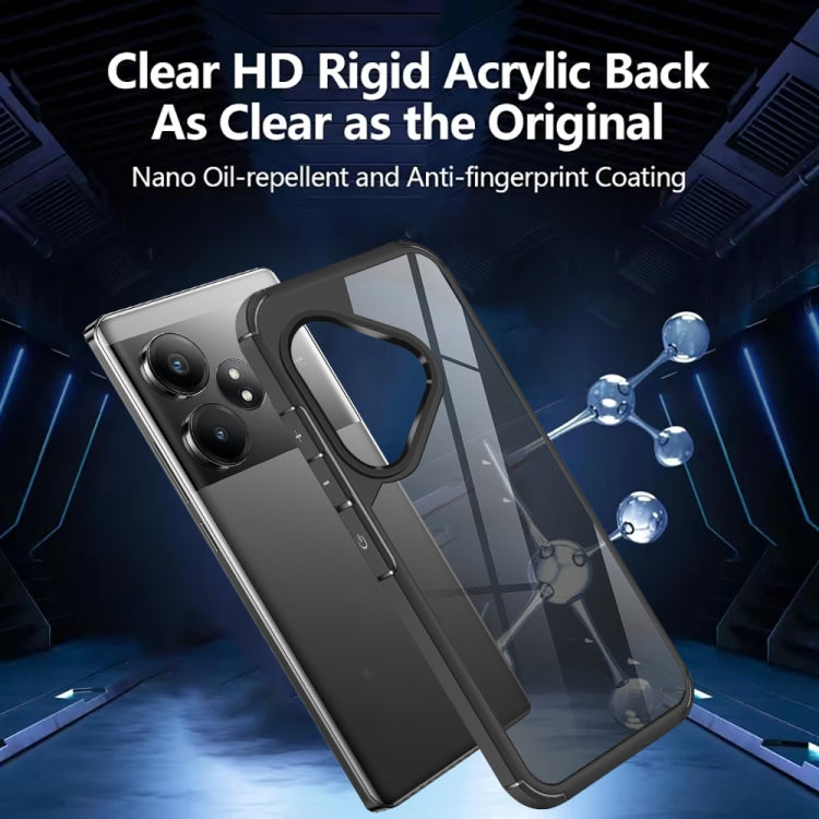 For Realme GT 6T Acrylic+TPU Transparent Shockproof Phone Case - Black