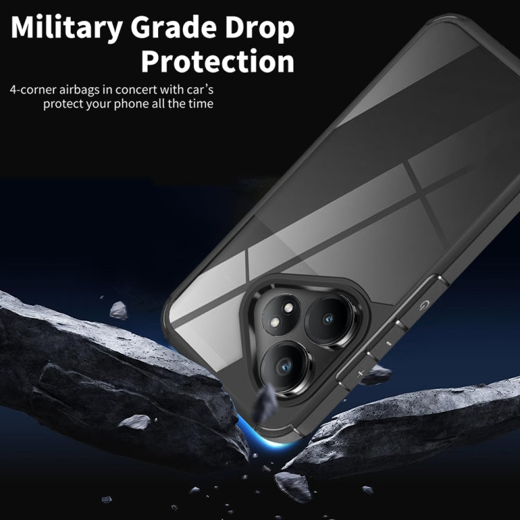 For Realme GT 6T Acrylic+TPU Transparent Shockproof Phone Case - Black