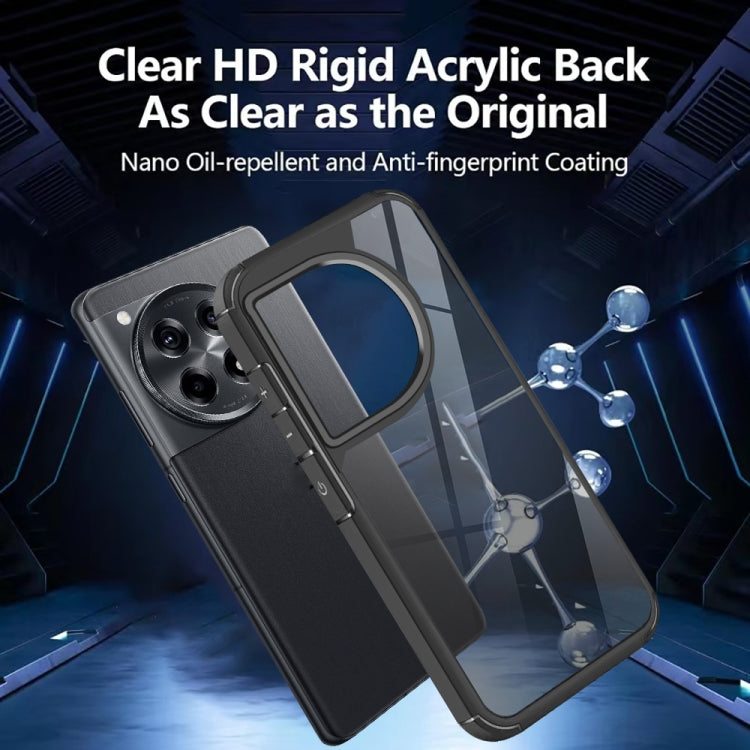 For OnePlus 12R 5G Acrylic+TPU Transparent Shockproof Phone Case - Black