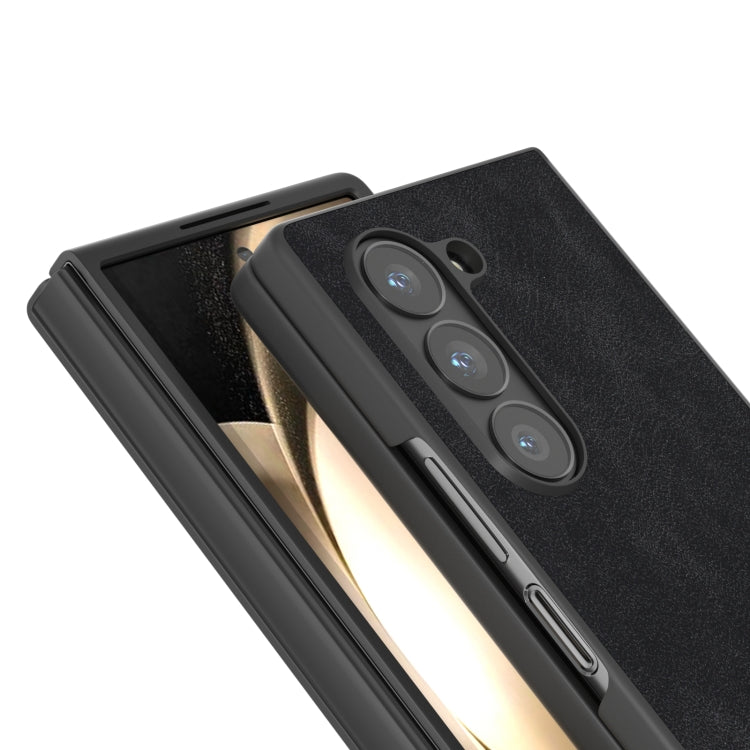 For Samsung Galaxy Z Fold6 Black Frame PU Leather Full Coverage Phone Case