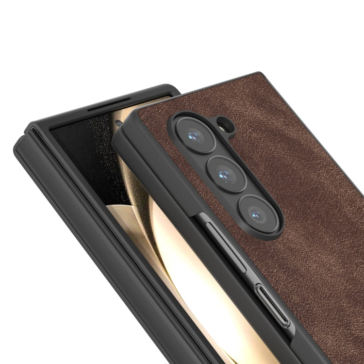 For Samsung Galaxy Z Fold6 Black Frame PU Leather Full Coverage Phone Case