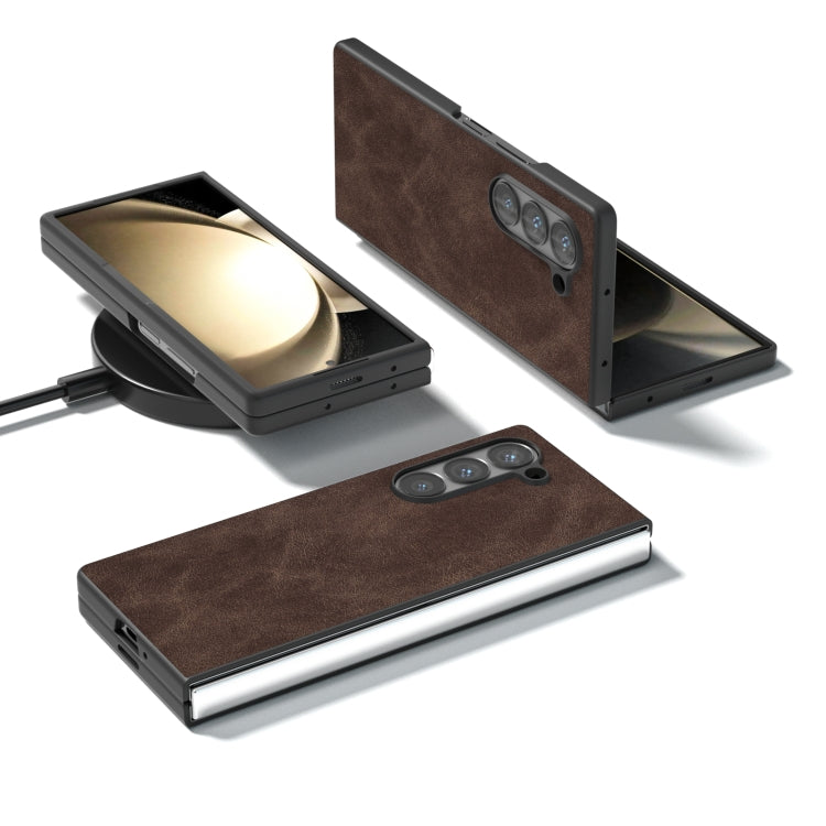 For Samsung Galaxy Z Fold6 Black Frame PU Leather Full Coverage Phone Case