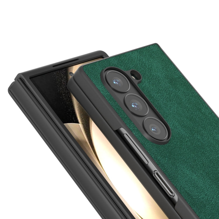 For Samsung Galaxy Z Fold6 Black Frame PU Leather Full Coverage Phone Case