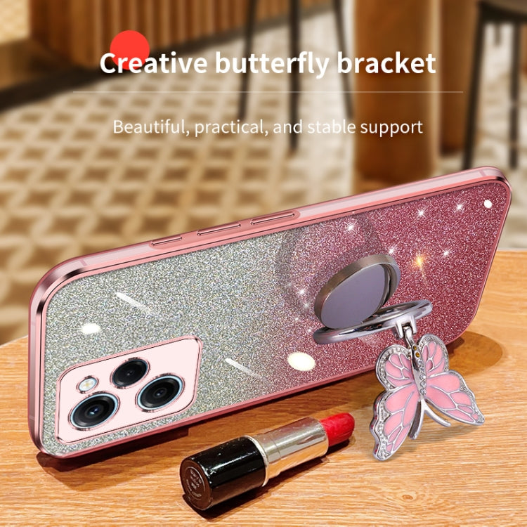 For Redmi Note 12 Pro Speed Plated Gradient Glitter Butterfly Holder TPU Phone Case