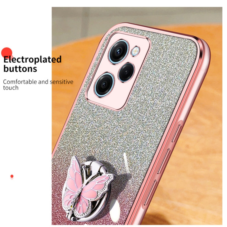 For Redmi Note 12 Pro Speed Plated Gradient Glitter Butterfly Holder TPU Phone Case