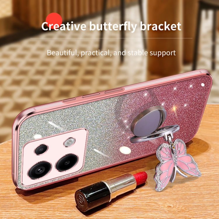 For Redmi Note 13 Pro Plated Gradient Glitter Butterfly Holder TPU Phone Case