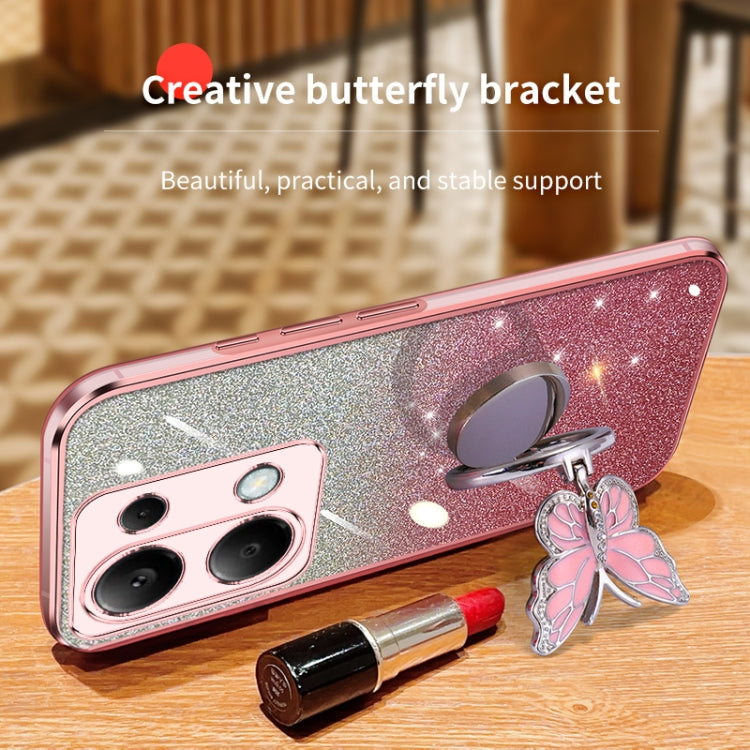For Redmi Note 13 Pro 4G Plated Gradient Glitter Butterfly Holder TPU Phone Case