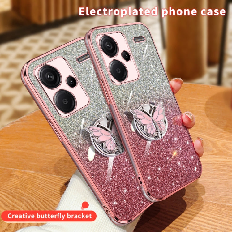 For Redmi Note 13 Pro+ Plated Gradient Glitter Butterfly Holder TPU Phone Case