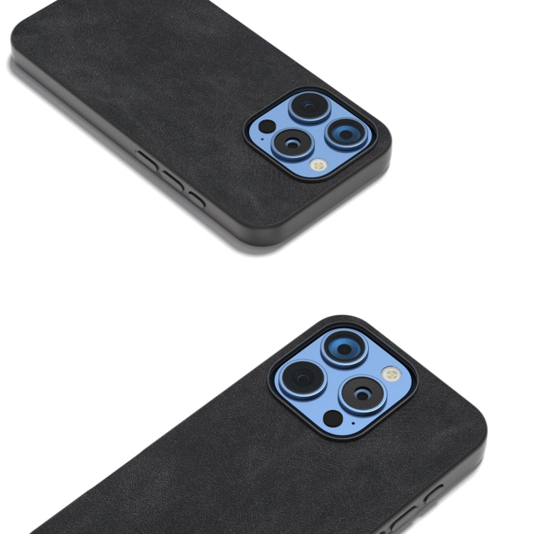 For iPhone 16 Pro Black Frame PU Leather Full Coverage Phone Case