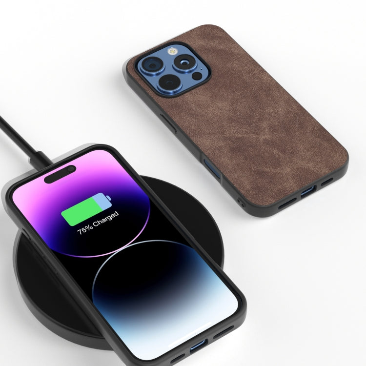 For iPhone 16 Pro Black Frame PU Leather Full Coverage Phone Case