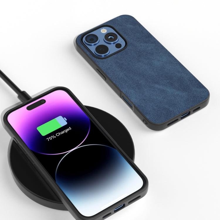 For iPhone 16 Pro Black Frame PU Leather Full Coverage Phone Case