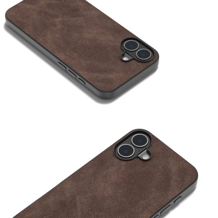 For iPhone 16 Plus Black Frame PU Leather Full Coverage Phone Case