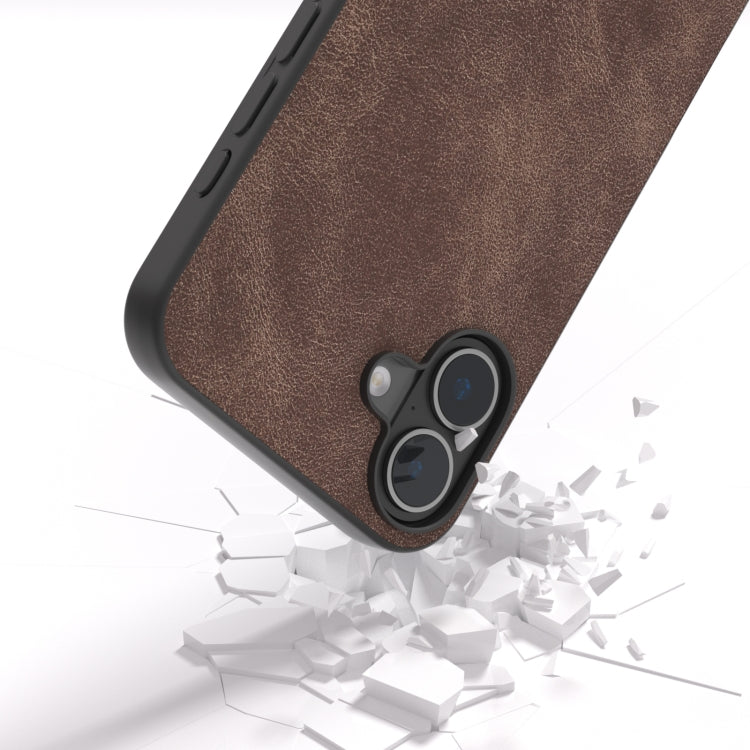For iPhone 16 Plus Black Frame PU Leather Full Coverage Phone Case