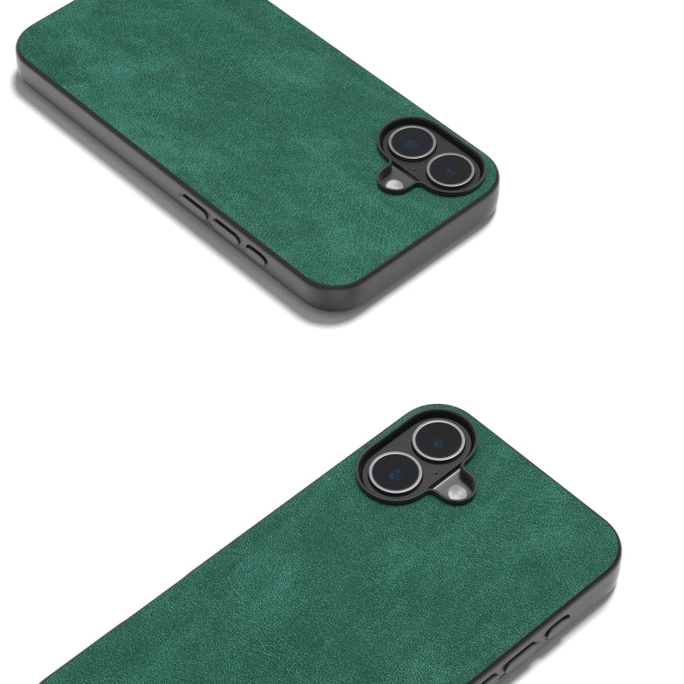 For iPhone 16 Plus Black Frame PU Leather Full Coverage Phone Case