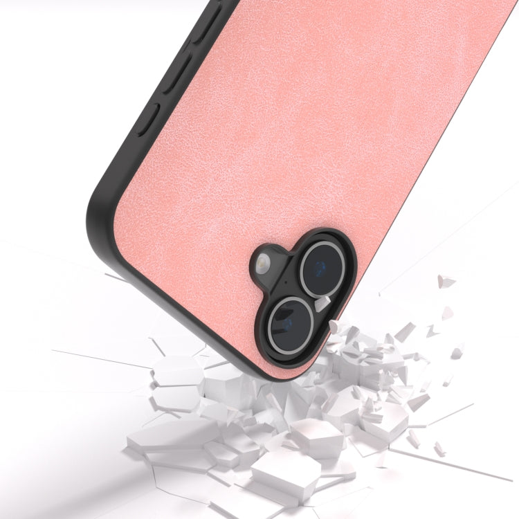 For iPhone 16 Black Frame PU Leather Full Coverage Phone Case