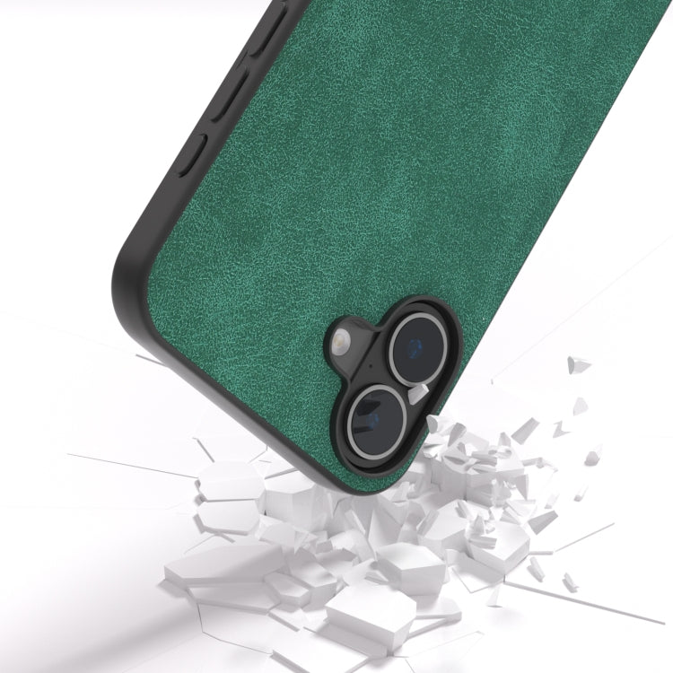 For iPhone 16 Black Frame PU Leather Full Coverage Phone Case