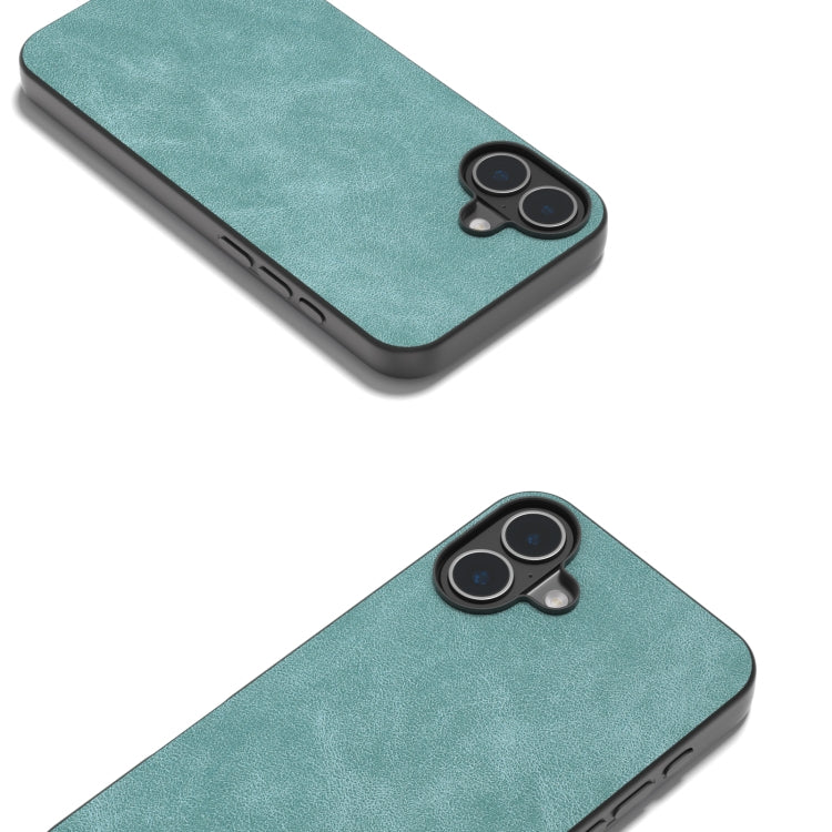 For iPhone 16 Black Frame PU Leather Full Coverage Phone Case
