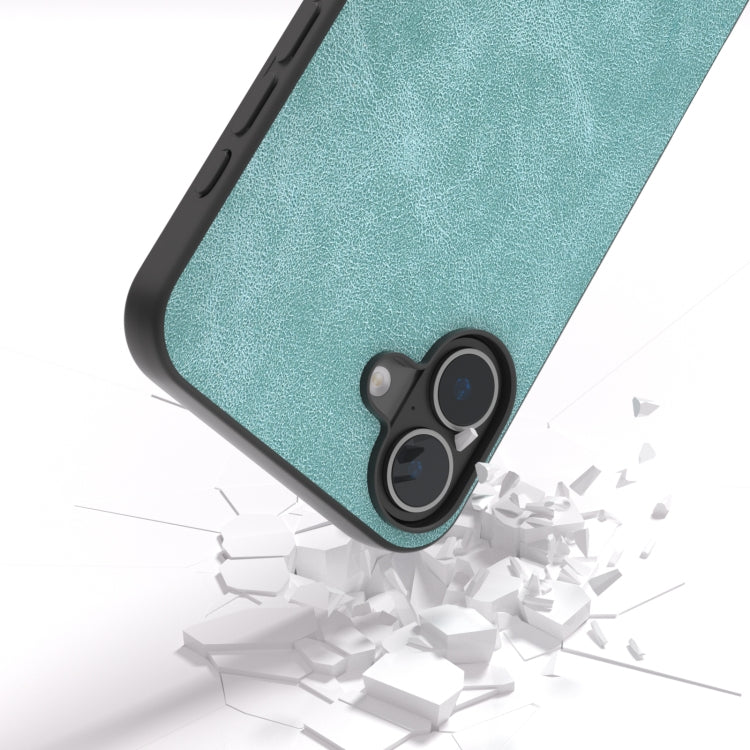 For iPhone 16 Black Frame PU Leather Full Coverage Phone Case