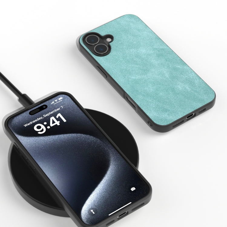 For iPhone 16 Black Frame PU Leather Full Coverage Phone Case