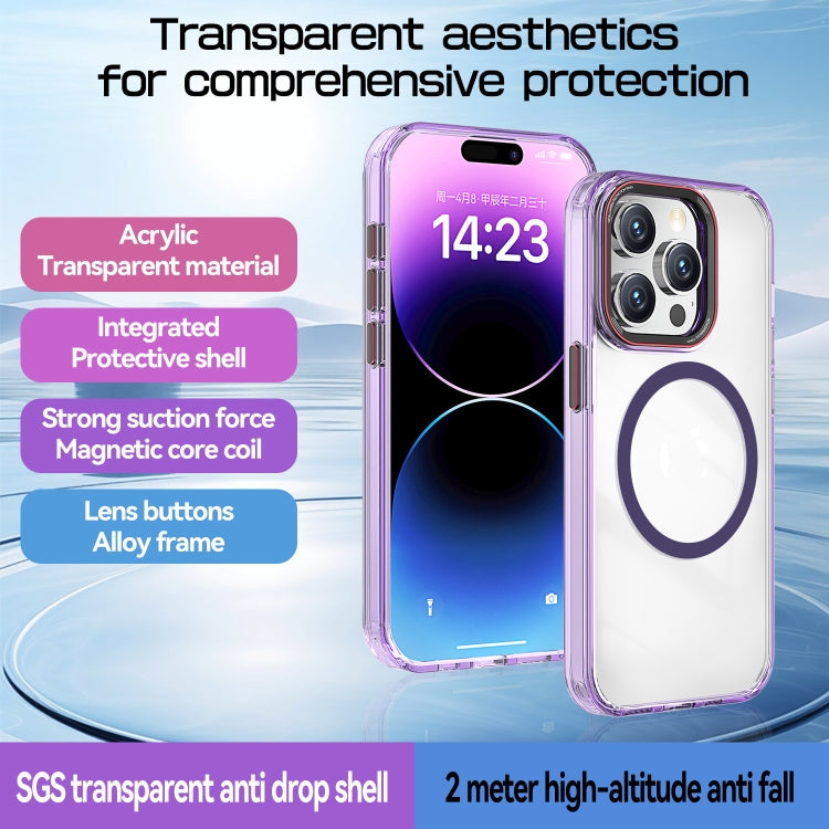 For iPhone 15 Pro Max Crystal TPU Hybrid PC MagSafe Phone Case