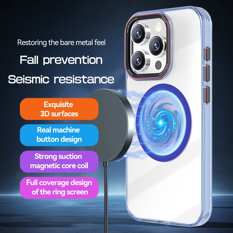 For iPhone 15 Pro Max Crystal TPU Hybrid PC MagSafe Phone Case