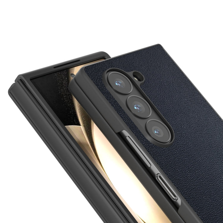 For Samsung Galaxy Z Fold6 ABEEL Black Frame Genuine Leather Elegant Phone Case