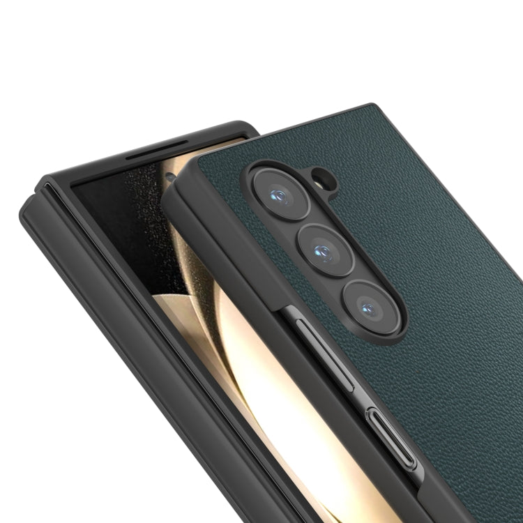 For Samsung Galaxy Z Fold6 ABEEL Black Frame Genuine Leather Elegant Phone Case