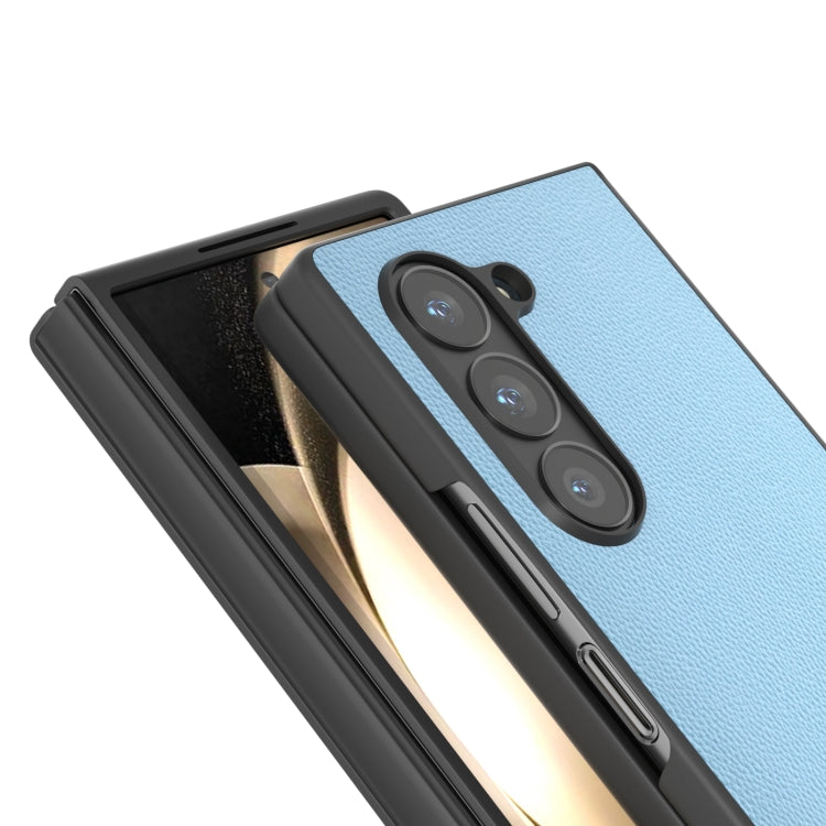 For Samsung Galaxy Z Fold6 ABEEL Black Frame Genuine Leather Elegant Phone Case