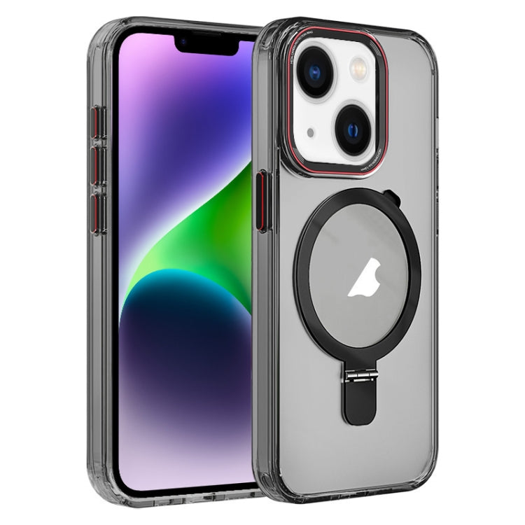 For iPhone 14 Plus Crystal TPU Hybrid PC MagSafe Holder Phone Case