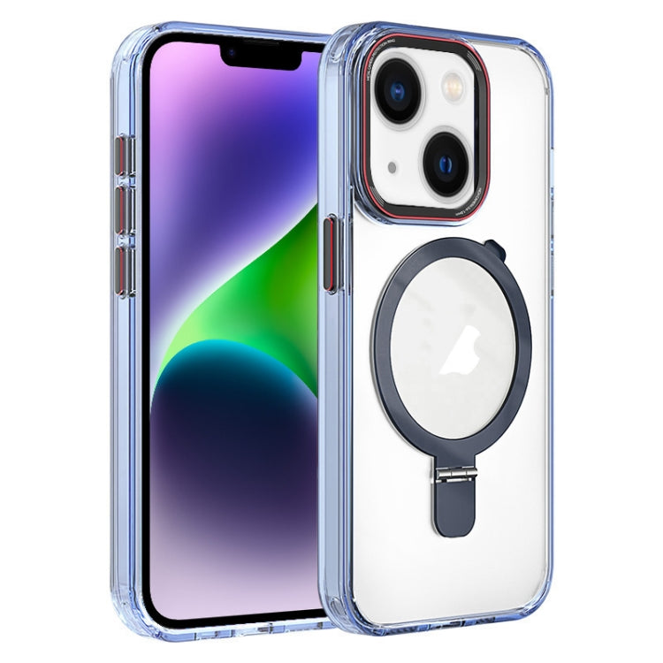 For iPhone 14 Crystal TPU Hybrid PC MagSafe Holder Phone Case