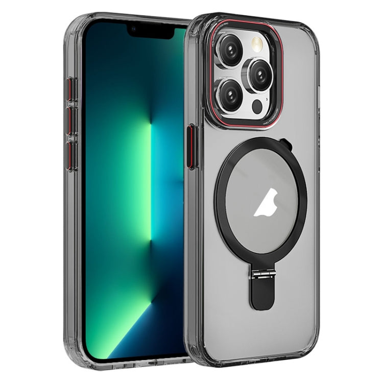 For iPhone 13 Pro Max Crystal TPU Hybrid PC MagSafe Holder Phone Case