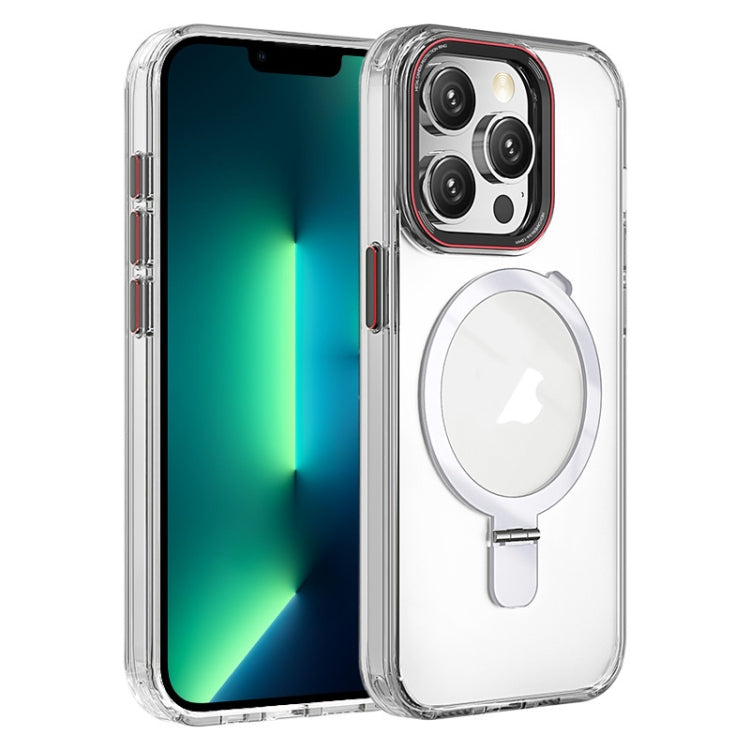 For iPhone 13 Pro Max Crystal TPU Hybrid PC MagSafe Holder Phone Case