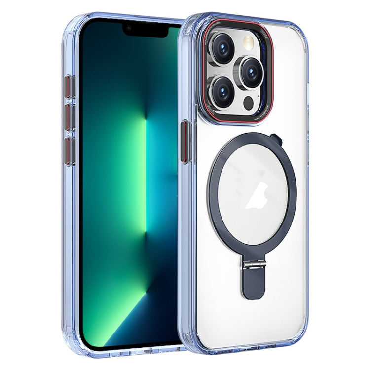 For iPhone 13 Pro Max Crystal TPU Hybrid PC MagSafe Holder Phone Case