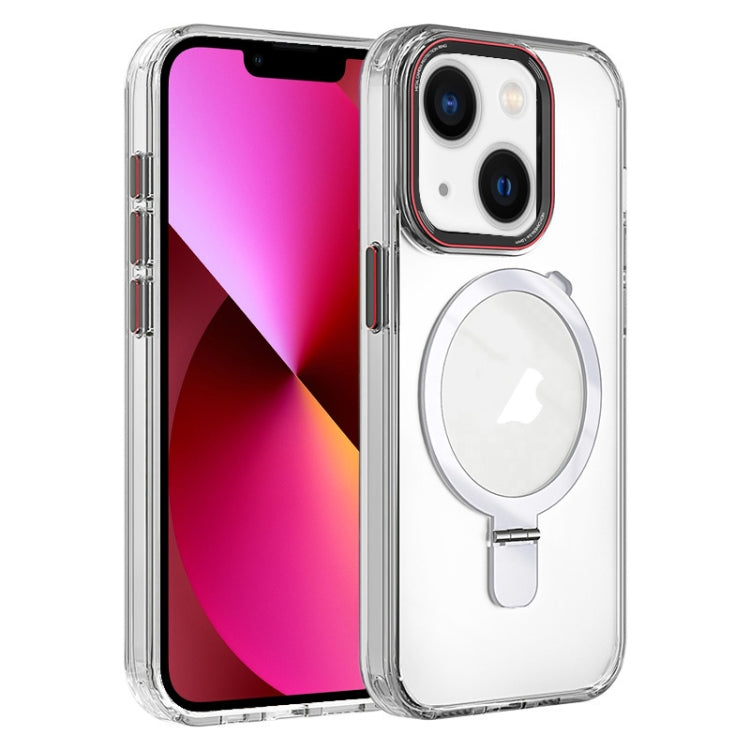 For iPhone 13 Crystal TPU Hybrid PC MagSafe Holder Phone Case