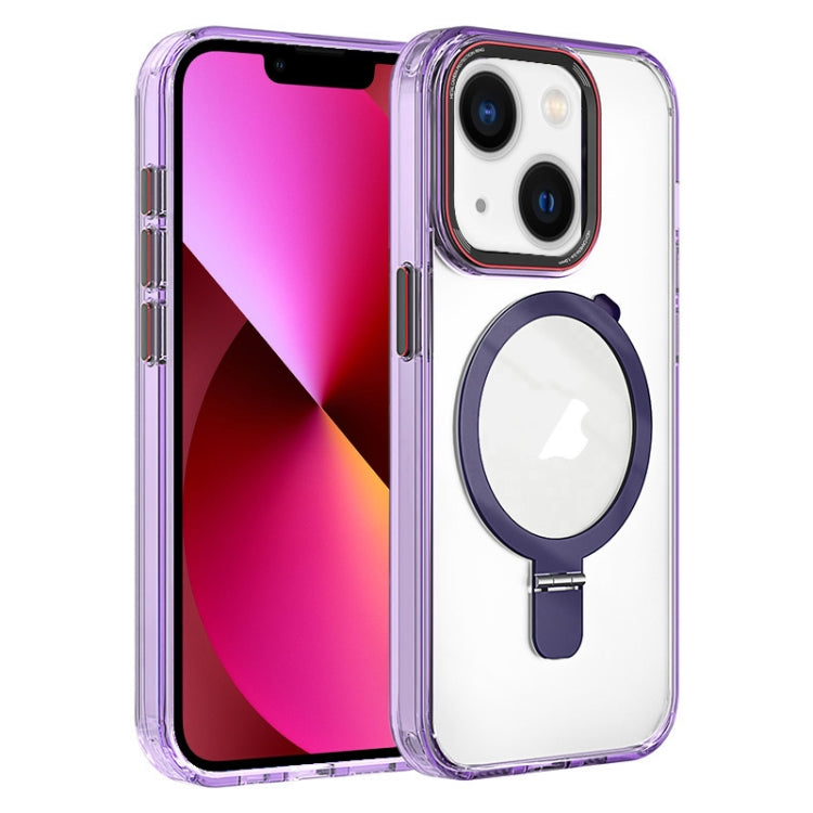 For iPhone 13 Crystal TPU Hybrid PC MagSafe Holder Phone Case