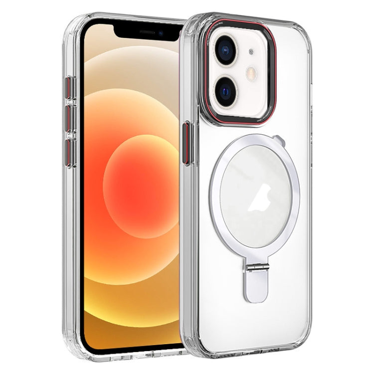 For iPhone 12 Crystal TPU Hybrid PC MagSafe Holder Phone Case