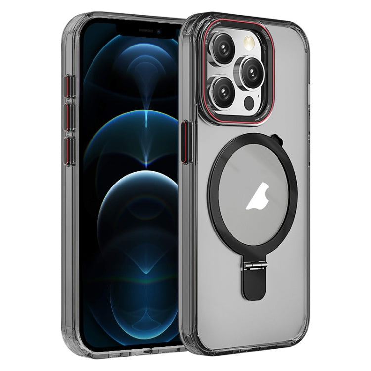 For iPhone 12 Pro Max Crystal TPU Hybrid PC MagSafe Holder Phone Case