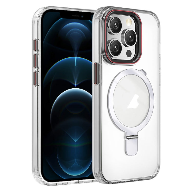 For iPhone 12 Pro Max Crystal TPU Hybrid PC MagSafe Holder Phone Case