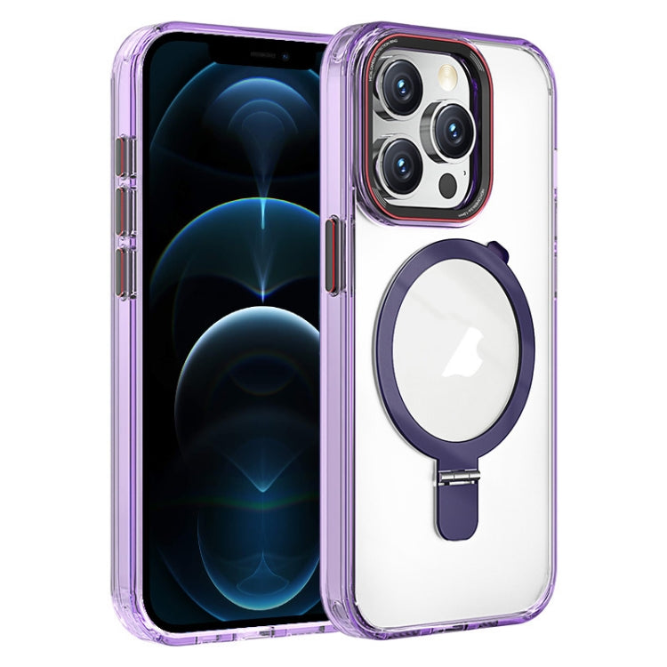 For iPhone 12 Pro Max Crystal TPU Hybrid PC MagSafe Holder Phone Case