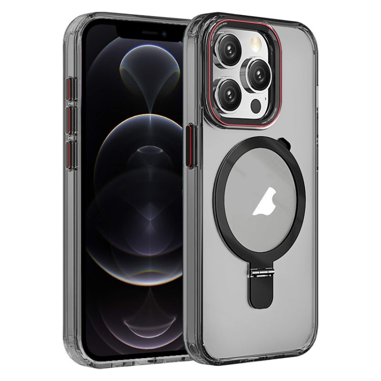 For iPhone 12 Pro Crystal TPU Hybrid PC MagSafe Holder Phone Case