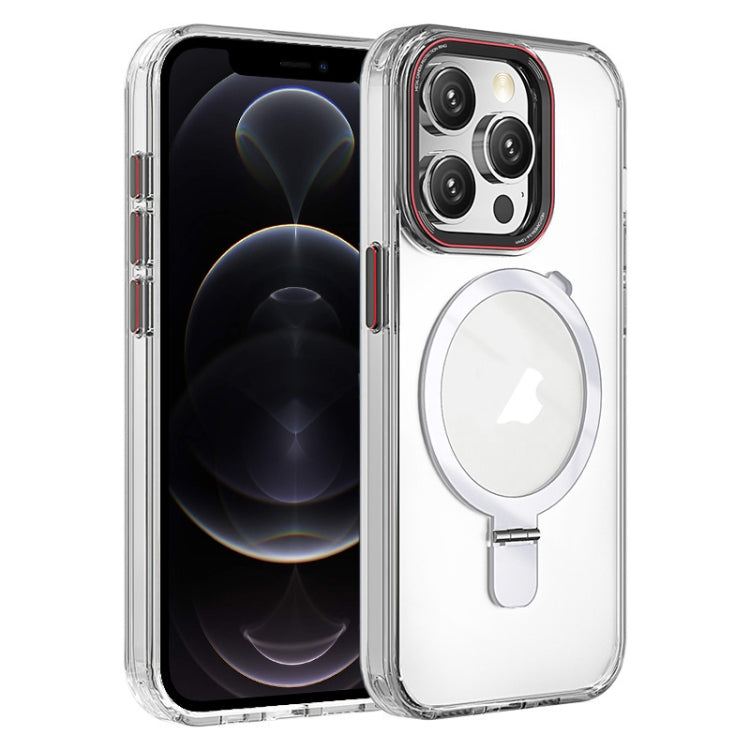 For iPhone 12 Pro Crystal TPU Hybrid PC MagSafe Holder Phone Case