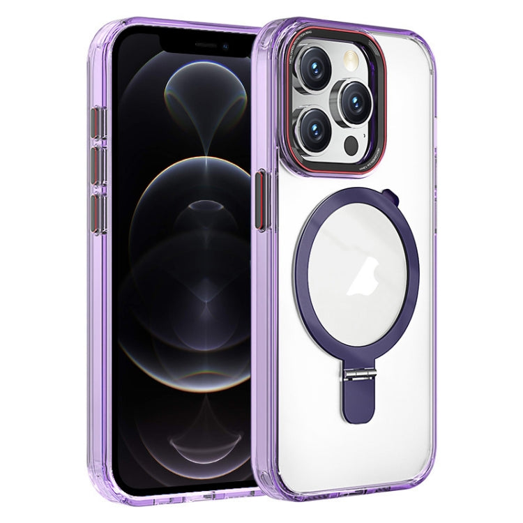 For iPhone 12 Pro Crystal TPU Hybrid PC MagSafe Holder Phone Case