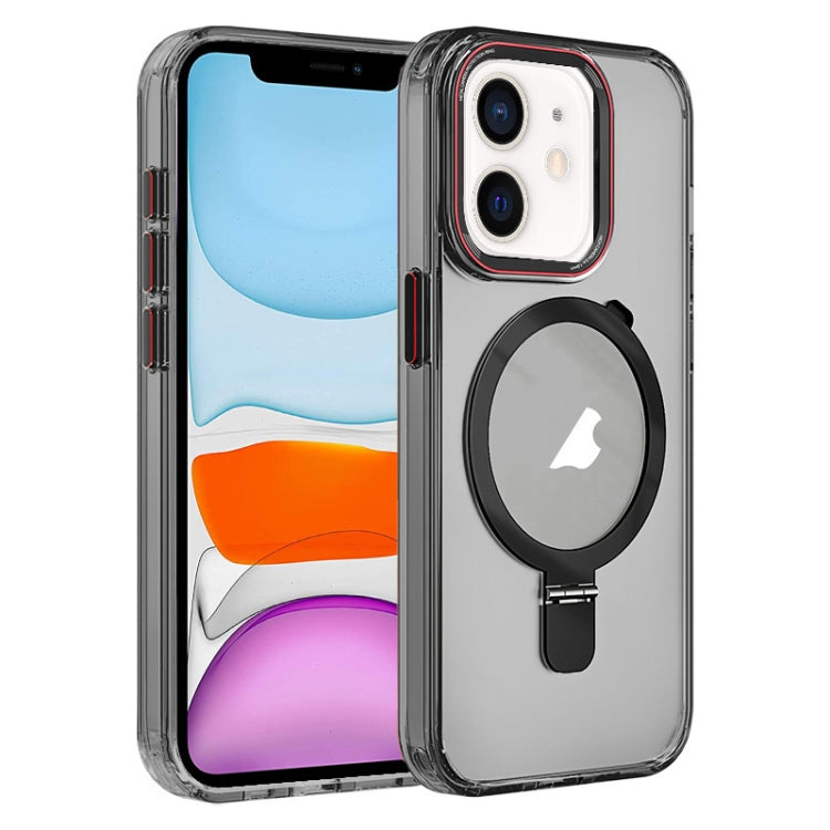 For iPhone 11 Crystal TPU Hybrid PC MagSafe Holder Phone Case