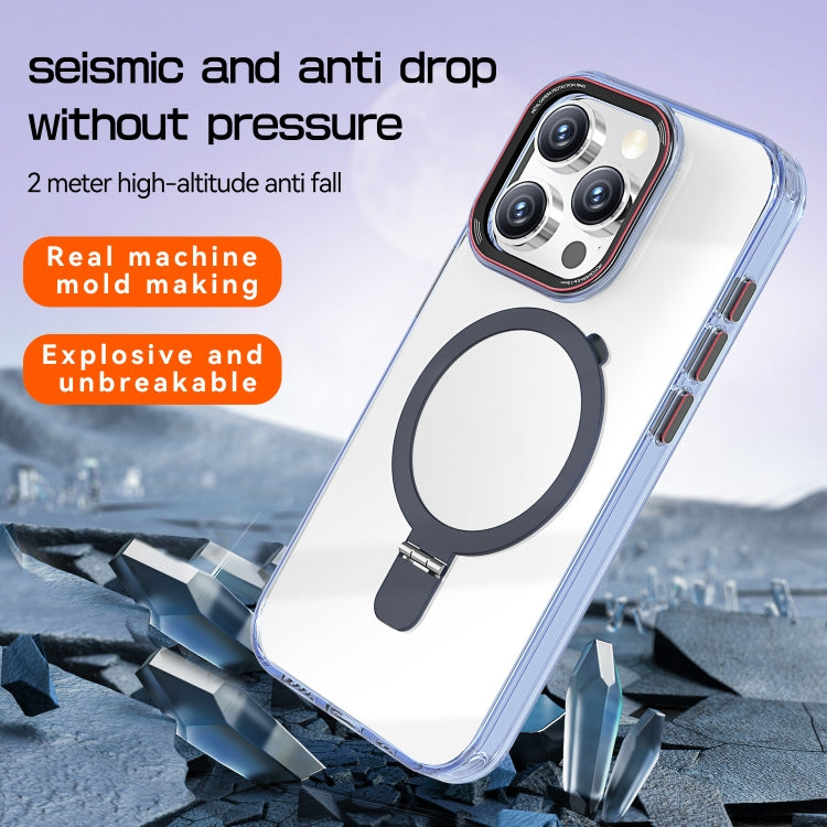 For iPhone 13 Pro Max Crystal TPU Hybrid PC MagSafe Holder Phone Case