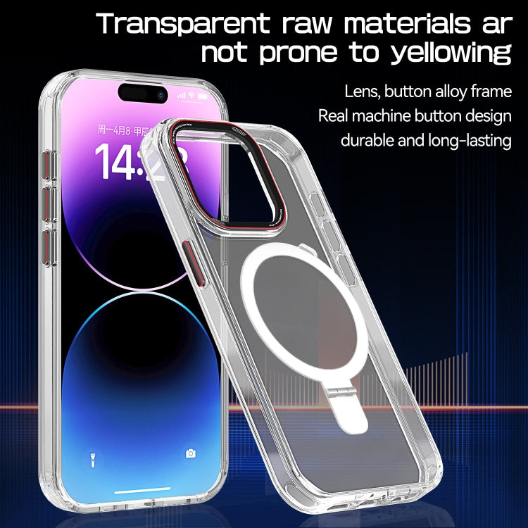 For iPhone 13 Pro Max Crystal TPU Hybrid PC MagSafe Holder Phone Case