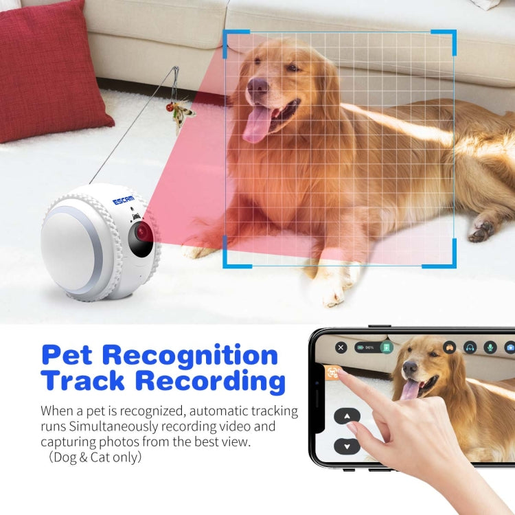 ESCAM QF011 2MP Smart Pet Robot Camera with Night Vision & APP Remote Control - EU Plug