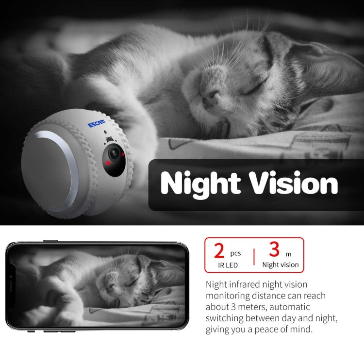 ESCAM QF011 2MP Smart Pet Robot Camera with Night Vision & APP Remote Control - EU Plug