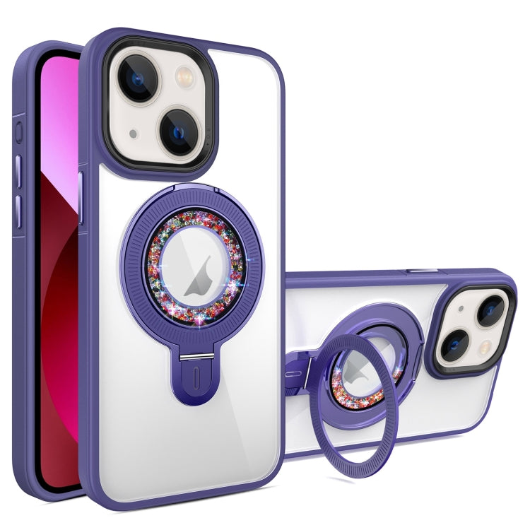 For iPhone 13 MagSafe Flip Holder Full Coverage TPU+PC Clear Phone Case