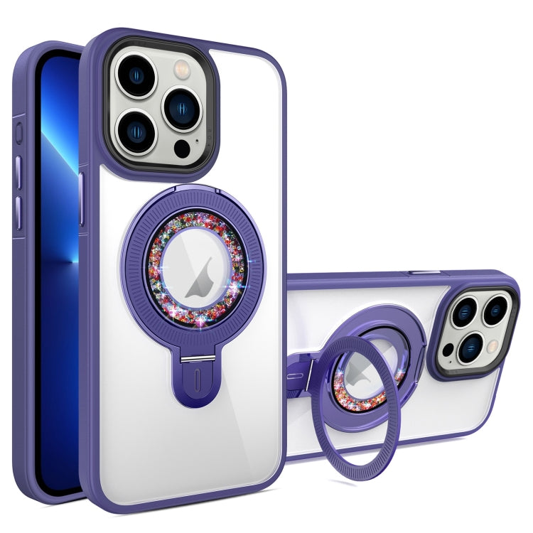 For iPhone 13 Pro MagSafe Flip Holder Full Coverage TPU+PC Clear Phone Case