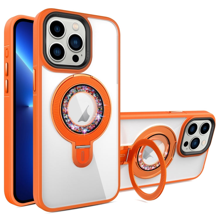 For iPhone 13 Pro MagSafe Flip Holder Full Coverage TPU+PC Clear Phone Case